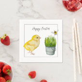 Frohe Ostern, niedliches Küken und Hummeln Serviette (Beispiel)