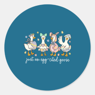 Frohe Ostern Nur ein Ei-genialer Gänseei-Hase Mädc Runder Aufkleber