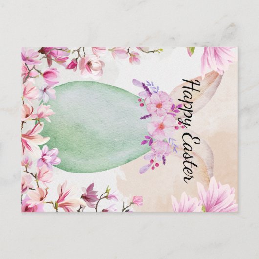 Frohe Ostern - Osterei mit Magnolien Ankündigungspostkarte (Vorderseite)