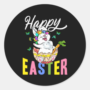 Frohe Ostern Ostereier Süßer Osterhase Runder Aufkleber