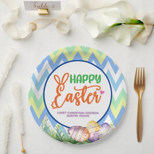 Frohe Ostern, Ostereiersuche und Potluck Pappteller (Hochzeit)