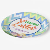 Frohe Ostern, Ostereiersuche und Potluck Pappteller (Schrägansicht)