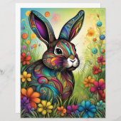 Frohe Ostern - Osterhase in Blumen (Vorne/Hinten)