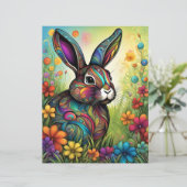 Frohe Ostern - Osterhase in Blumen (Stehend Vorderseite)