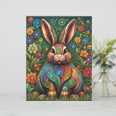 Frohe Ostern - Osterhase in Blumen 2 (Stehend Vorderseite)