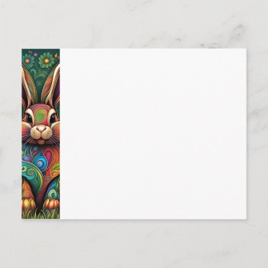Frohe Ostern - Osterhase in Blumen 2 Postkarte (Vorderseite)