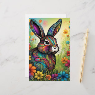 Frohe Ostern - Osterhase in Blumen Briefpapier