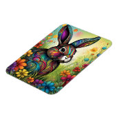 Frohe Ostern - Osterhase in Blumen Magnet (Linke Seite)