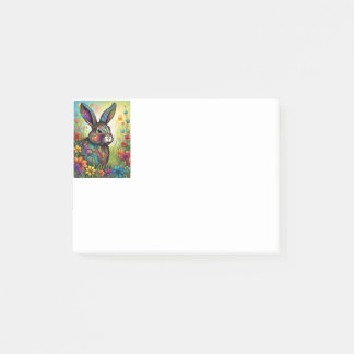 Frohe Ostern - Osterhase in Blumen Post-it Klebezettel
