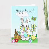 Frohe Ostern, Osterhase in Facemask Karte (Vorderseite)