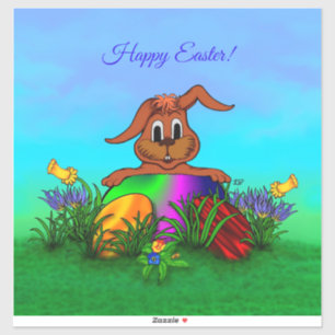 Frohe Ostern! Osterkaninchen Aufkleber