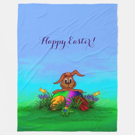 Frohe Ostern! Osterkaninchen Fleecedecke (Vorderseite)