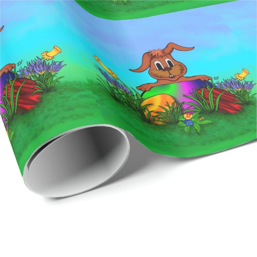 Frohe Ostern! Osterkaninchen Geschenkpapier (Rolleneckpunkt)