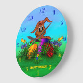 Frohe Ostern! Osterkaninchen Große Wanduhr (Winkel)