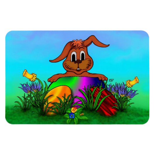 Frohe Ostern! Osterkaninchen Magnet (Horizontal)
