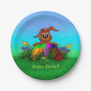 Frohe Ostern! Osterkaninchen Pappteller