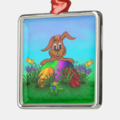 Frohe Ostern! Osterkaninchen Silbernes Ornament (Links)