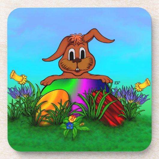 Frohe Ostern! Osterkaninchen Untersetzer (Vorderseite)
