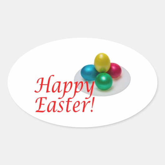 Frohe Ostern Ovaler Aufkleber (Vorderseite)