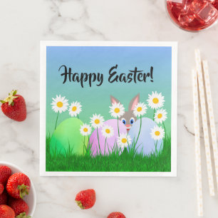 Frohe Ostern Papier Serviette Hase Eier Süß Bunt