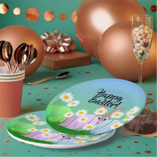 Frohe Ostern Papierplatte Süßer Hase Ostereier  Pappteller