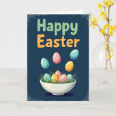 Frohe Ostern Pastell-Eier-Karte Karte (Gelbe Blume)
