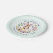 Frohe Ostern Pastell-Hase Blumen Brunch-Party Pappteller (Schrägansicht)