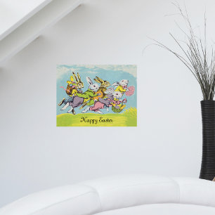Frohe Ostern Pastell Laufende Hasen Poster