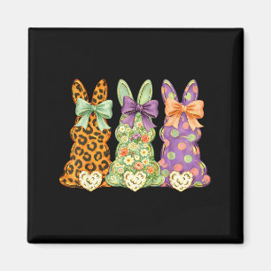 Frohe Ostern Patchwork-Hasen-Trio-Bogen-Leopard Magnet