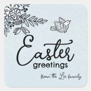 Frohe Ostern Persönliche Frühlings- Squ Quadratischer Aufkleber