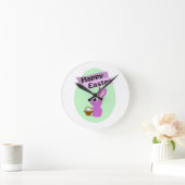 Frohe Ostern! Pink Bunny Runde Wanduhr (Zuhause)