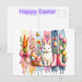 Frohe Ostern Pinselstrich Postkarte (Vorne/Hinten)