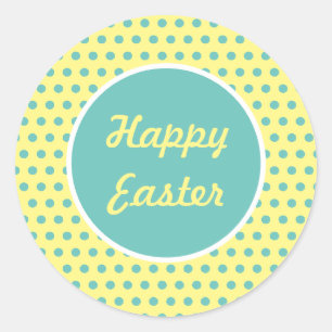 Frohe Ostern Polka-Punkt-Rundaufkleber (Pastell) Runder Aufkleber