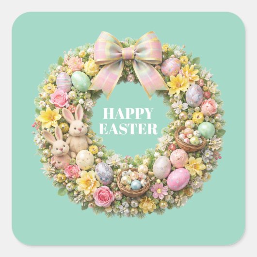 FROHE OSTERN QUADRATISCHER AUFKLEBER (Vorderseite)