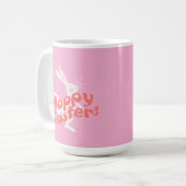 Frohe Ostern Retro Rosa Orange Kaffeetasse (Vorderseite Links)