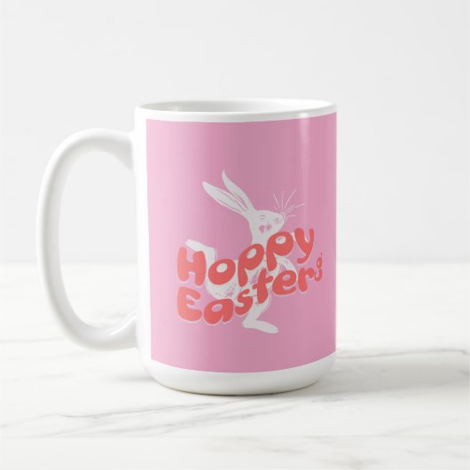 Frohe Ostern Retro Rosa Orange Kaffeetasse (Links)