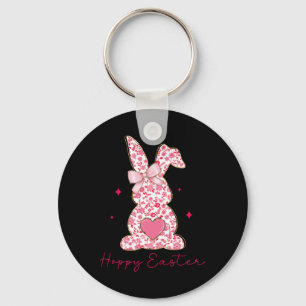 Frohe Ostern Rosa Floral Chinoiserie Hase Mädchen  Schlüsselanhänger