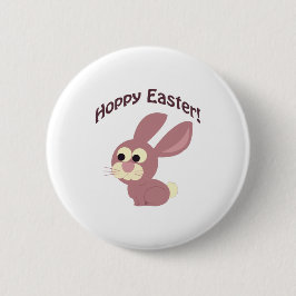 Frohe Ostern Rosa Hase Button
