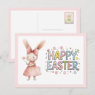 Frohe Ostern Rosa Hase Postkarte