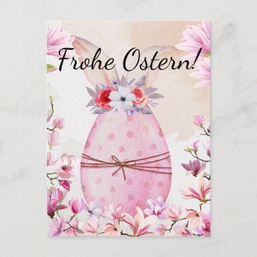 Frohe Ostern rosa Osterei  Postkarte (Vorderseite)