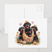 Frohe Ostern Rottweiler Hunde Feiertagspostkarte (Vorne/Hinten)