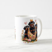 Frohe Ostern Rottweiler Hunde Kaffeetasse (VorderseiteRechts)
