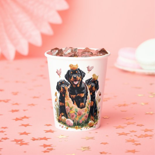 Frohe Ostern Rottweiler Hunde Pappbecher (Insitu)