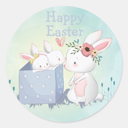 Frohe Ostern Runder Aufkleber (Vorderseite)
