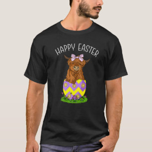 Frohe Ostern Schottische Highland-Kuh Osterei Kuh T-Shirt