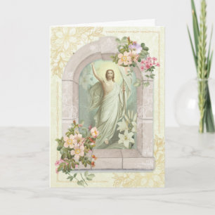 Frohe Ostern Segensgebet Auferstehung Vintage Feiertagskarte