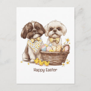Frohe Ostern Shih Tzu Hunde Feiertagspostkarte