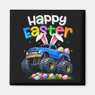 Frohe Ostern Shirts Junge Kinder Hase Monstertruck Magnet