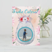 Frohe Ostern - silbernes Osterei mit Foto Einladung (Stehend Vorderseite)