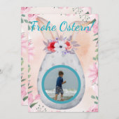 Frohe Ostern - silbernes Osterei mit Foto Einladung (Vorne/Hinten)